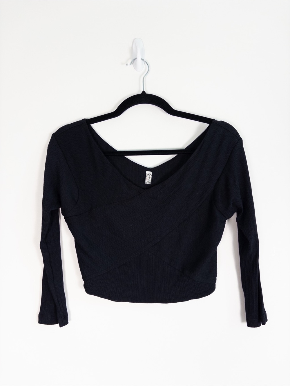 Intimately Free People Black 3/4 Sleeve Crop Top